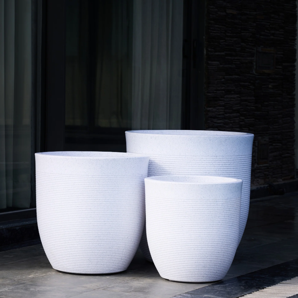 Vetro White Premium FRP Planter Combo Set for Modern Home Decor by Greenri